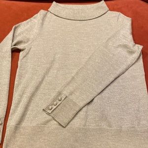 TALBOTS  mock neck shimmer pull over sweater with cute accent by sleeves size M.
